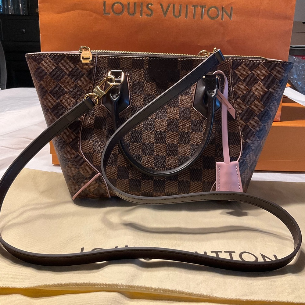Louis Vuitton Brown Damier Canvas Tote with Pink Tag